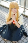 blonde_hair boots cosplay dress hairbow kamio_misuzu kureha_marie school_uniform rating:Safe score:0 user:nil!