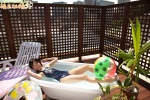 bathtub beach_ball hashimoto_yuzuki one-piece_swimsuit palm_tree swimsuit wet rating:Safe score:0 user:nil!