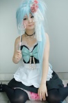 apron asakura_irori blue_hair choker cosplay dress magician_maid maid maid_uniform original thighhighs veil wand zettai_ryouiki rating:Safe score:1 user:nil!