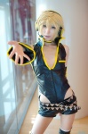 blonde_hair bodysuit choker cosplay crossplay detached_sleeves headset kagamine_len leggings shorts tatsuki_(ii) vocaloid rating:Safe score:1 user:nil!