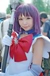 bishoujo_senshi_sailor_moon choker cosplay elbow_gloves glaive gloves itsuki_akira purple_hair sailor_saturn sailor_uniform school_uniform tiara tomoe_hotaru rating:Safe score:0 user:nil!