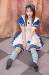 alice_liddell apron cosplay dress hairbow heart_no_kuni_no_alice kneehighs striped suzumiya_kirika rating:Safe score:0 user:nil!