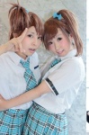 cosplay futami_ami futami_mami hozu_kirin ibuki_iyoko idolmaster pleated_skirt school_uniform side_ponytail skirt tie rating:Safe score:0 user:pixymisa