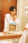 bathroom bikini_top cleavage good_looking_for_me isoyama_sayaka mirror open_robe robe shorts swimsuit rating:Safe score:0 user:nil!