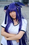 bike_shorts cosplay hair_ribbons little_busters! purple_hair ruri_(ii) sasasegawa_sasami shorts tshirt twintails rating:Safe score:0 user:pixymisa