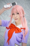 blouse bowtie cosplay gasai_yuno mirai_nikki pink_eyes pink_hair sasa rating:Safe score:1 user:pixymisa