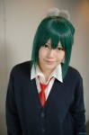 blouse cardigan cosplay green_hair hori-san_to_miyamura-kun iura_shuu koka ponytail tie rating:Safe score:0 user:nil!