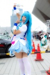 blue_hair choker cosplay cure_marine dress hairbow heartcatch_precure! konoha kurumi_erika pretty_cure thighhighs wand zettai_ryouiki rating:Safe score:3 user:nil!