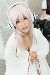 cleavage cosplay headphones kimono miko mya-ko nitro_super_sonic pink_hair super_soniko rating:Safe score:0 user:pixymisa