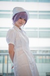 cosplay kuroneko nurse nurse_cap nurse_uniform original purple_eyes purple_hair syringe rating:Safe score:1 user:pixymisa