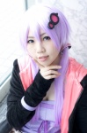 cleavage cosplay dress hair_clips hana_(ii) hoodie purple_hair twintails vocaloid yuzuki_yukari rating:Safe score:0 user:pixymisa