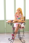 bakemonogatari blonde_hair cosplay doughnut dress nisemonogatari oshino_shinobu suu rating:Safe score:2 user:pixymisa