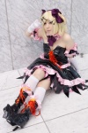 armband blonde_hair boots collar cosplay crossover_tie dress elbow_gloves gloves hairbow hasumi kagamine_rin kneesocks tiered_skirt vocaloid rating:Safe score:2 user:pixymisa