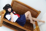 akiloveschool barefoot cosplay itsuki_akira original pleated_skirt sailor_uniform school_uniform skirt rating:Safe score:4 user:nil!