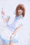 blouse cosplay hagiwara_yukiho idolmaster microphone rika_maru scarf_tie skirt vest rating:Safe score:0 user:pixymisa