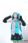 aqua_hair blouse cosplay detached_sleeves hatsune_miku headset kurou_sagi pleated_skirt skirt tie twintails vocaloid rating:Safe score:0 user:nil!