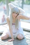 animal_ears bakemonogatari cat_ears cosplay dress hanekawa_tsubasa mikiko silver_hair rating:Safe score:0 user:nil!