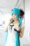 aqua_hair cosplay dress hatsune_miku tata twintails vocaloid world_is_mine_(vocaloid) rating:Safe score:0 user:nil!