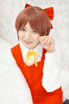 blouse cosplay gegege_no_kitarou hairbow jumper minori_(ii) nekomusume paw_pose red_hair school_uniform rating:Safe score:0 user:nil!