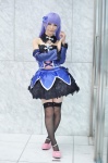 aikatsu! black_legwear corset cosplay detached_sleeves hikami_sumire miniskirt pantyhose purple_hair sheer_legwear shizuuka skirt thighhighs zettai_ryouiki rating:Safe score:1 user:nil!