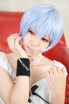 ayanami_rei blue_hair cosplay lace leash neon_genesis_evangelion red_eyes ruffles saya rating:Safe score:1 user:nil!