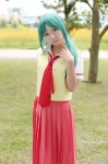 blouse cosplay green_hair higurashi_no_naku_koro_ni ibara miniskirt pleated_skirt ponytail school_uniform skirt sonozaki_mion tie vest rating:Safe score:0 user:nil!