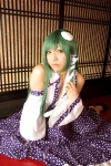 blouse cosplay detached_sleeves green_hair hanamura_misaki kochiya_sanae miko skirt socks touhou touhou_kinbauchou rating:Safe score:0 user:nil!