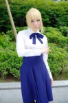 blonde_hair blouse braid cosplay fate/series fate/stay_night hairbow pantyhose saber sasa skirt rating:Safe score:1 user:nil!