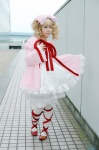 babydoll blonde_hair cosplay furukawa_hinato hairbow hinaichigo rozen_maiden skirt skirt_lift thighhighs rating:Safe score:0 user:nil!