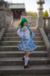 cosplay detached_sleeves green_hair kochiya_sanae lenfried miniskirt skirt socks touhou rating:Safe score:0 user:nil!