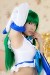 bed cosplay croptop detached_sleeves green_hair kochiya_sanae lenfried touhou rating:Safe score:0 user:nil!