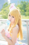 blonde_hair blue_eyes cosplay croptop hat hoshii_miki idolmaster lollipop skirt uri rating:Safe score:1 user:pixymisa