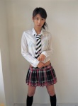 bikini_top blouse kneehighs okubo_mariko pleated_skirt school_uniform see-through skirt swimsuit tie rating:Safe score:1 user:nil!