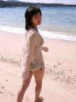 ass beach bikini black_or_white blouse ocean sato_hiroko see-through side-tie_bikini swimsuit rating:Safe score:1 user:nil!