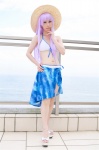 beach bikini cleavage cosplay crystal_crown feena_fam_earthlight kamui_arisa ocean purple_hair side-tie_bikini skirt straw_hat swimsuit yoake_mae_yori_ruri_iro_na rating:Safe score:0 user:nil!