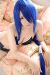 ahoge bikini blue_hair cleavage cosplay denim ikkitousen kanu_unchou kibashi shorts swimsuit rating:Safe score:2 user:nil!