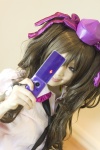 arai_yomi blouse cellphone cosplay double_journalism hairbows hat himekaidou_hatate touhou twintails rating:Safe score:0 user:nil!