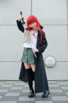 ahoge cosplay katana miniskirt red_hair sailor_uniform saki school_uniform shakugan_no_shana shana skirt sword thighhighs trench_coat zettai_ryouiki rating:Safe score:0 user:nil!