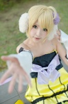 ahoge blonde_hair colorful_x_melody_(vocaloid) cosplay detached_sleeves dress ear_muffs kagamine_rin pepeko project_diva vocaloid rating:Safe score:1 user:nil!
