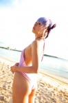 ass ayane_(doa) beach cosplay dead_or_alive headband ocean one-piece_swimsuit purple_hair swimsuit tachibana_minami rating:Safe score:0 user:nil!