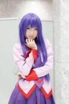 bakemonogatari blouse cosplay hiokichi pleated_skirt purple_eyes purple_hair senjougahara_hitagi skirt tie rating:Safe score:1 user:pixymisa