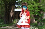 apron aqua_hair bear_hat colorful_pop_star!! cosplay dress haruka hatsune_miku hood white_legwear rating:Safe score:0 user:nil!