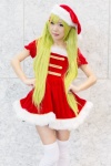 crinoline dress green_hair hair_clips santa_costume stocking_cap thighhighs yae_maiko zettai_ryouiki rating:Safe score:3 user:pixymisa