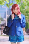 blazer blouse bookbag cosplay love_live!_school_idol_project nishikino_maki pleated_skirt red_hair school_uniform skirt soubi_zero rating:Safe score:2 user:nil!