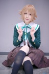 blonde_hair blouse cosplay danganronpa fujisaki_chihiro jacket kneehighs pleated_skirt skirt suspenders tamago rating:Safe score:1 user:nil!