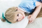 bed blonde_hair blouse cosplay kurasaka_kururu love_live!_school_idol_project minami_kotori side_ponytail spica rating:Safe score:0 user:nil!