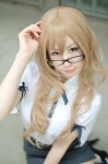 blonde_hair blouse cosplay glasses kiryuu_moeka makise_anji miniskirt pantyhose skirt steins;gate rating:Safe score:3 user:nil!