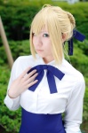 blonde_hair blouse braid cosplay fate/series fate/stay_night hairbow saber sasa skirt rating:Safe score:0 user:nil!