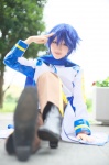 blue_hair boots cosplay crossplay default_costume jacket kaito kuuya scarf trousers vocaloid rating:Safe score:0 user:nil!