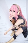 armbands boots cosplay dai detached_sleeves hairbow headphones megurine_luka pink_hair skirt thighhighs vest vocaloid zettai_ryouiki rating:Safe score:0 user:pixymisa